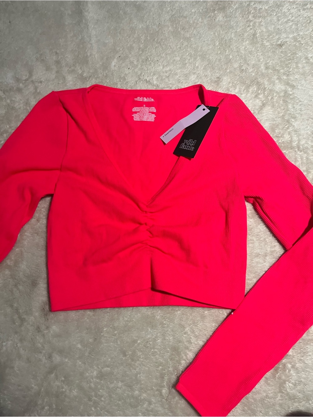Red long sleeve ribbed top